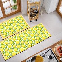 1pc, Home Decor, Lemon Pattern Printed Floor Mat, Diatomaceous Earth Kitchen Rug, Kitchen Mat, Floor Mat, Easy To Clean, Printed Rectangular, Suitable For Living Room, Bedroom, Hallway, Bathroom, Laundry Room - Polyester Carpet, Suitable For Indoor And Outdoor Home Decor - Multicolor - View 3