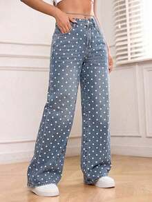 PETITE Pantalones vaqueros de pierna ancha de unicolor, versátiles y casuales con bolsillo - Lavado ligero - Ver 3