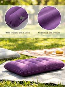 植絨按壓充氣頸枕，露營飛機高鐵居家小睡通用充氣枕，加厚可折疊便攜墊，成人家庭短途旅行野餐睡眠裝備，旅行用 - 彩色 - 查看 8