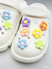12 件彩色花朵装饰品，时尚、可爱、优雅的 DIY 鞋饰 - 彩色 - 查看 5