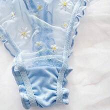 PetitDoll 2pcs/Set Romantic Embroidery Underwire Sexy Lingerie Set - 紫色 - 查看 6