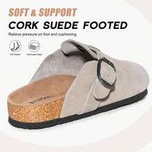 FITORY Clogs For Men Suede Clogs With Arch Support Leather Cork Footbed  Size 6.5-13.5 - Taupe - View 3