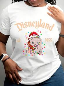 Disneyland Est 1955 Christmas Dumbo T Shirt White Cartoon Character Holiday Design For Casual And Sport Activities - trắng - Xem 1