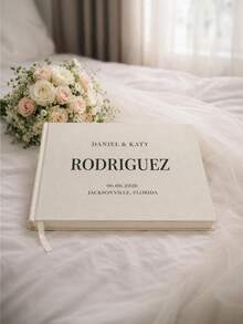 Customized Linen Wedding Guest Book, Personalized Linen Hardcover Photo Album, Photo Guest Book, Wedding Keepsake & Anniversary Commemorative Album, Perfect Gift - Multicolor - View 4