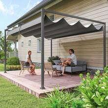 Outsunny 13' X 10' Patio Pergola With Retractable Canopy, Outdoor Sun Shelter, Yard Shade, Dark Grey - Dark Grey - View 1