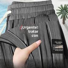 Pantalones casuales de pierna recta para hombre, pantalones largos deportivos resistentes a la suciedad, finos y ligeros para... - negro+marrón - Ver 2