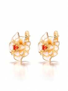 1 Pair Elegant Cubic Zirconia Stud Earrings, Designed For Women, Suitable For Weddings, Engagements, Anniversary Parties, Valentine's Day Gifts - 1# - View 4
