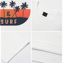 Men's T-Shirt Sea Sand Palm Sunset Surf Comfortable And Versatile Outdoor Casual Short Sleeve - White - View 5