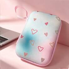 1pc Large Capacity High-Quality Heart Pattern EVA Hard Case Storage Bag, Shockproof And Scratch-Resistant, Suitable For Earphones, Power Banks, Cables, Chargers, Cameras And Other Digital Accessories, Essential For Students And Commuters - Multicolor - View 7