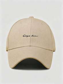1pc Men's Casual Adjustable Letter Print Baseball Cap, Minimalist Design Suitable For Daily Wear - Khaki - View 2