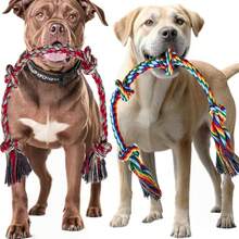 超厚狗繩玩具，適合大型犬與重啃咬犬，強效潔牙玩具，適用於拔河與重啃咬，適合所有犬種大小（含幼犬與成犬），結構堅固且強化設計，完美適合好動的狗 - 彩色 - 查看 5