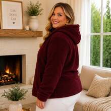 Plush Teddy Coat With A Soft Touch And Perfect Comfort For Cold Winter Days! 12925.C1 - 酒紅色 - 查看 4