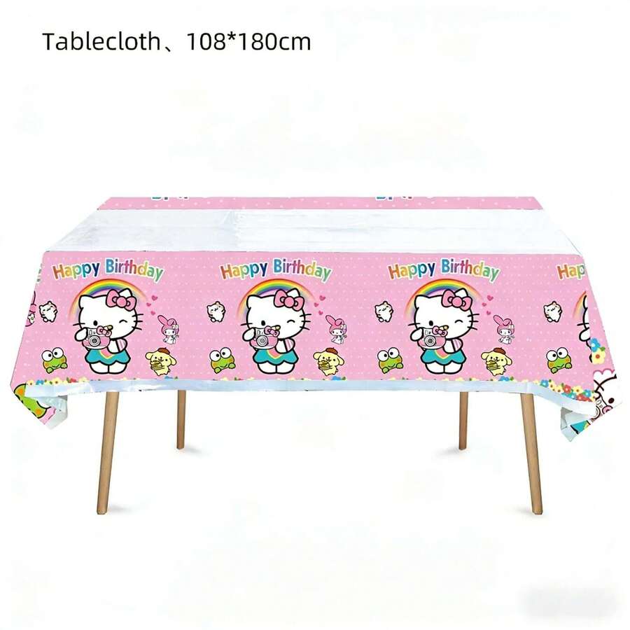 New Cartoon Kitty Cat Theme Party Decorations, Disposable Waterproof Oilproof Tablecloth For Birthday Party - Multicolor - View 1
