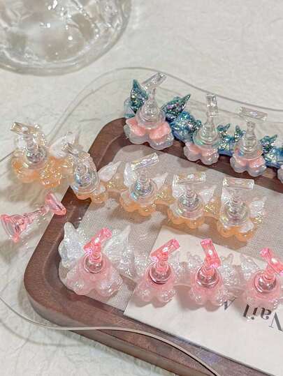 1 Set Soporte magnético para exhibición de esmalte de uñas con diseño de mariposa Aurora, estante de exhibición de uñas de doble capa con efecto soñador y sensible a la presión, base de práctica para uñas postizas brillantes, herramienta de manicura en forma de ala de acrílico, adecuado para principiantes, salones de uñas y entrenamiento de manicura en casa
