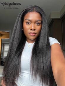 MEGALOOK 100% Brazilian Virgin Hair 3D Lace Front Wig Adjustable Drawstring Double Layer Cap No Glue Needed Pre-Plucked Hairline Natural Color 16-24 Inches Suitable For Beginner - SNatural - View 2