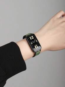 智能手表表带 | 兼容华为 Fit3、Fit3 Pro、Fit4、Fit4 Pro | 复古方形表扣女士表带 | 奢华时尚替换表带 - 軍綠色 - 查看 6