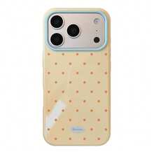 Kavenfort Fashionable INS Style Polka Dot Phone Case, Kompatibel Dengan Apple 17, 16 Pro, Anti-Drop 15, Macaron Color Block 14, Soft Case 13, Girly, Geometric, Minimalist, Fresh & Simple, Color Block Style, Niche, INS Style - Kuning - View 3
