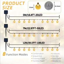 1pc 16/23/39ft 20/50/100 LED Bulb Solar Crystal Ball String Lights, Bubble Lights, Waterproof Solar Outdoor Lighting Strip, 8 Lighting Modes, Suitable For Shops, Gardens, Camping, Parties (Multi-Color/Warm White/White), Halloween And Christmas Decor, Autumn Decor, Home Decor, Outdoor Decor - Solar Bubble Ball - View 3