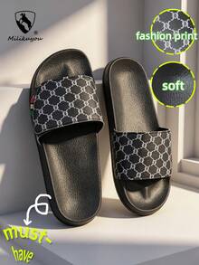 Milikuyou[ Spring/Summer New Style ]Men's Sports Slides Black Retro Pattern Durable High-End Lightweight Comfortable Open-Toe Slippers Bathroom Slippers Beach Slippers Casual Streetwear Essential Item Suitable For Beach Home Pool And Daily Wear Size: 38-48 - Grey - View 18