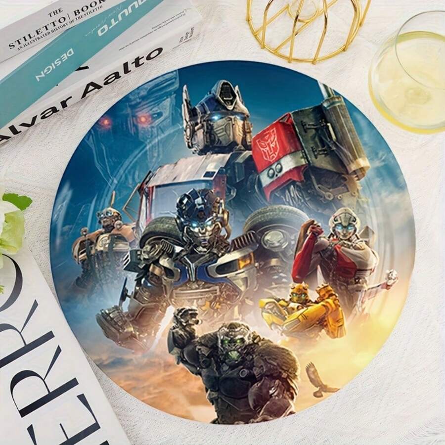 Robot Warrior Theme Disposable Party Tableware Set, Action Character Print Paper Plates, Cups And Napkins Set, Suitable For Birthday, Movie Night Party Supplies - Multicolor - View 1