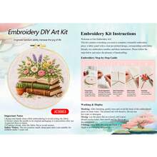 [Vintage Book & Floral] Round Embroidery DIY Kit, Artistic Book + Fresh Flower Pattern, Beginner Handmade Cross Stitch Set Includes Embroidery Hoop, Thread, Suitable For Home Wall Decor - Multicolor - View 9