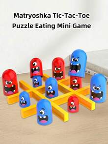 Juego de Apilar Tic Tac Toe, Juego de Mesa Interactivo para 2 Jugadores con Piezas de Personajes Divertidos, Juego de Estrategia Clásico Familiar para Niños & Adultos, Juego Educativo de Ceros y Cruces para Noche Familiar & Fiesta - Multicolor - Ver 8