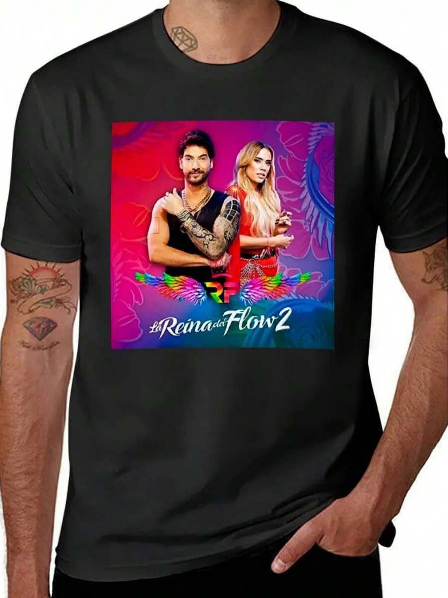 Camiseta Clásica La Reina Del Flow, Camisetas con Gráficos de Raperos, Camisetas para Hombre - Negro - Ver 1