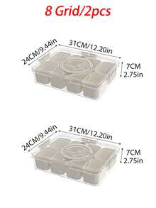1pc/2pcs/4-Compartment/8-Compartment/9-Compartment Snack Box, Portable Travel Meat Platter With Lid, Refrigerator Food Storage Container, Summer Snack Organizer Box, Divided Storage Box, Salad Box, Keeps Food Fresh Longer - Multicolor - View 14