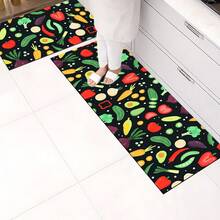 1pc, Home Decor, Cartoon Vegetable Pattern Printed Floor Mat, Diatom Mud Kitchen Rug, Kitchen Mat, Floor Mat, Easy To Clean, Printed Rectangular, Suitable For Living Room, Bedroom, Hallway, Bathroom, Laundry Room - Polyester Rug, Suitable For Indoor And Outdoor Home Decor - Multicolor - View 2