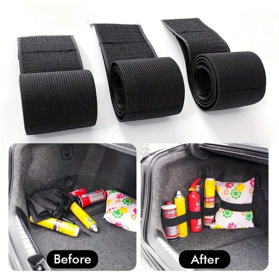 Car Trunk Storage Fixed Belt Universal Trunk Storage Fixing Belt Loop Strap Black Nylon Trunk Organizer Strap Car Accessories - A - View 1