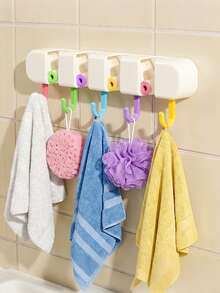 1 Set Dopamine Color Mop Holder, Wall Mounted Mop And Broom Storage Rack, No Drilling Installation, Bathroom Hanger, Multipurpose Hanging Organizer Suitable For Home, Bathroom, Garage - Great For Mops, Brooms And Long-Handle Tools - Durable Plastic Material - Multicolor - View 4