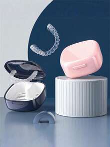 1pc Denture Storage Box Portable Soaking Cleaning Tooth Orthodontic Retainer Storage Box Invisible Teeth Aligner Braces Cleaning Box - Multicolor - View 12