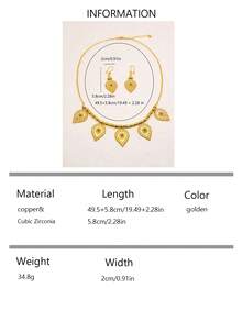 3pcs/Set Vintage Teardrop Colorful Gemstone Necklace & Earrings Jewelry Set - Water Droplets - View 6