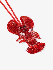 Red Lobster Beaded Sequins Pendant Handmade Keychain Bag Charm - Multicolor - View 4