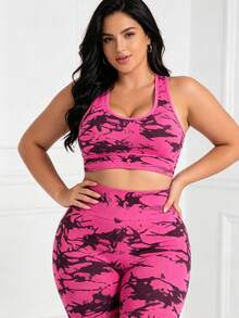 Women's Yoga Colorblock Seamless Sports Set Workout Legging Two Piece Set Athletic Two Piece Set Fitness Outfit Two Piece Workout Set Active Two Piece Set Black Two Piece Athletic Set - Màu Hoa hồng đỏ - Xem 4