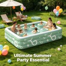 Large Inflatable Swimming Pool, Family Size Swimming Pool, Mobile Water Park, Indoor/Outdoor Water Entertainment, Party Pool, Thick & Durable PVC Material, Inflatable & Portable (Basic Model Without Slide) - Vitality Series - View 4