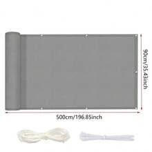 Balcony Privacy Screen, With Ropes And Ties, Sun-Shading And Heat-Insulating Garden Fence Cloth, Fence Protective Net, High Density And Durable, Suitable For Balcony, Garden, Yard - Gray & Beige - Multicolor - View 13
