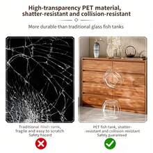 Transparent Round Mini Fish Tank, Desktop Office Decor, Beta Fish Breeding Aquarium For Home Use - Multicolor - View 3