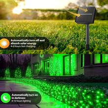 loyyz Đèn dây LED năng lượng mặt trời ngoài trời, 200LED/100LED/50LED/20LED đèn dây tiên với 8 chế độ, IPX4, trang trí lễ hội LED phù hợp cho cây, sân, vườn và tiệc, trang trí mái nhà ngày lễ, đám cưới, trang trí cây thông Noel - Màu xanh lá - Xem 4