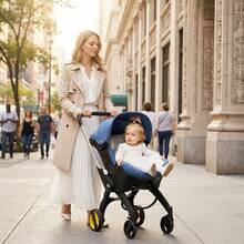 Baby Stroller, Two-Way Reversible Travel Stroller, One-Handed Foldable Compact Stroller, With Adjustable Sunshade - 藍色 - 查看 1