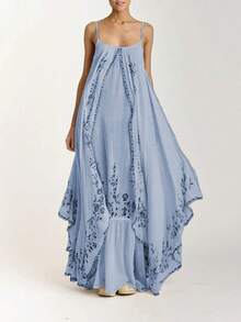 Women Long Dresses - Light Blue - View 6