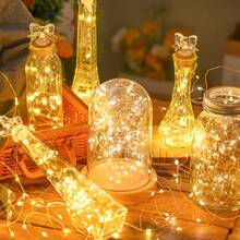 12 piezas Luces de hadas de cadena mini alimentadas por batería de 2m 20LED, 3 modos de parpadeo, luces LED suaves y flexibles de luciérnaga para decoración interior y exterior, boda, Navidad, fiesta, camping, mesa, frasco de vidrio, jarrón, iluminación de ambiente festivo para el hogar - Guirnaldas de luces con botones - Ver 2