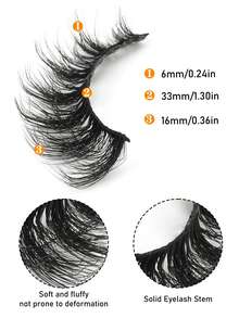 5 Pairs Fluffy Manga Lashes, 6-16mm Gradient Length False Eyelashes, Soft Lightweight Lashes With Solid Band, Natural To Dramatic Reusable Eyelashes, Eye Enlarging Lashes For Beginners - Black - View 3