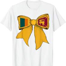 Sri Lankan Pride Flag Girl Coquette Bow Ribbon T-Shirt, 220g, Soft Cotton, For Men And Women. Made From A Premium, Durable, And Comfortable Fabric, It Flatters All Body Types And Is Ideal For Everyday Wear. Casual, Breathable, And Lightweight, It's Perfect For Layering With Stylish Autumn Outfits And Is Ideal For Daily Wear, Outdoor Activities, Travel, Holidays, And Themed Parties Year-Round. - 白色 - 查看 1