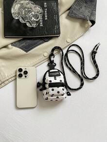 Bolsa colgante mini con estilo japonés minimalista y lunares, bolsa pequeña portátil y ligera, versátil para guardar llaves y auriculares - Multicolor - Ver 10