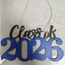 2026 Graduating Class Wooden Plaque, Graduation Party Wall Decoration, Stylish Calligraphy Font Graduation Decorations, With Hanging Cord. 2026 Graduating Class Photo Booth Props, Wooden Graduation Background Decorations, Shiny Graduation Commemorative Plaque Suitable For Bedrooms/Dormitories, Indoor/Outdoor Graduation Ceremony Decorations. - Blue - View 7