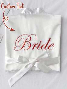 Customized Satin Embroidery Bridal Robe, Half Sleeve Design, Customized Bridesmaid Bridal Robe,Customized Bridal Robe, Bridesmaid Prep Robe - Multicolor - View 5