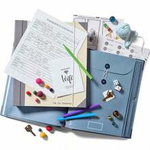 1 paquete de carpeta expandible de tela teñida personalizada, para documentos importantes, archivos de emergencia, certificados de nacimiento, tarjetas de social, pasaportes, fotos y cartas - Multicolor - Ver 2