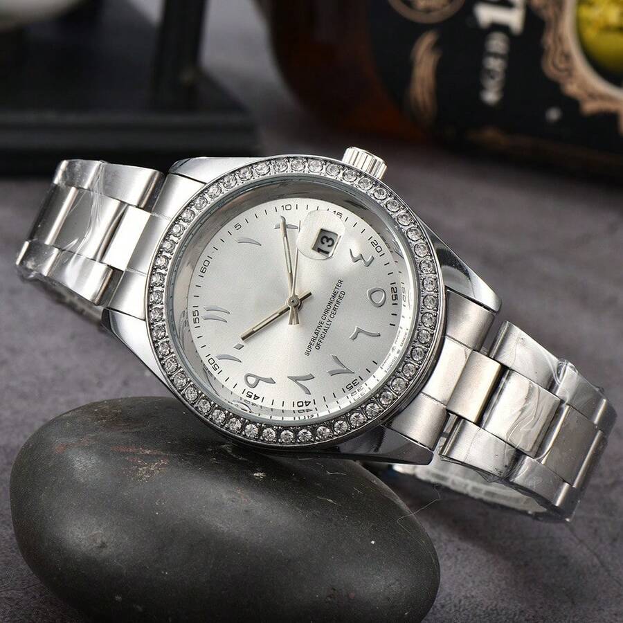 Cross-Border Bestseller: Laojia Diamond Bezel, Middle Eastern Arabic Numeral Dial, Three-Hand Men's Quartz Watch, Manufacturer Wholesale Al088 - B - View 1