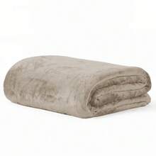 Microfiber Blanket Double And Queen Size Anti-Allergic Soft Extra Soft Flannel - 米色 - 查看 3